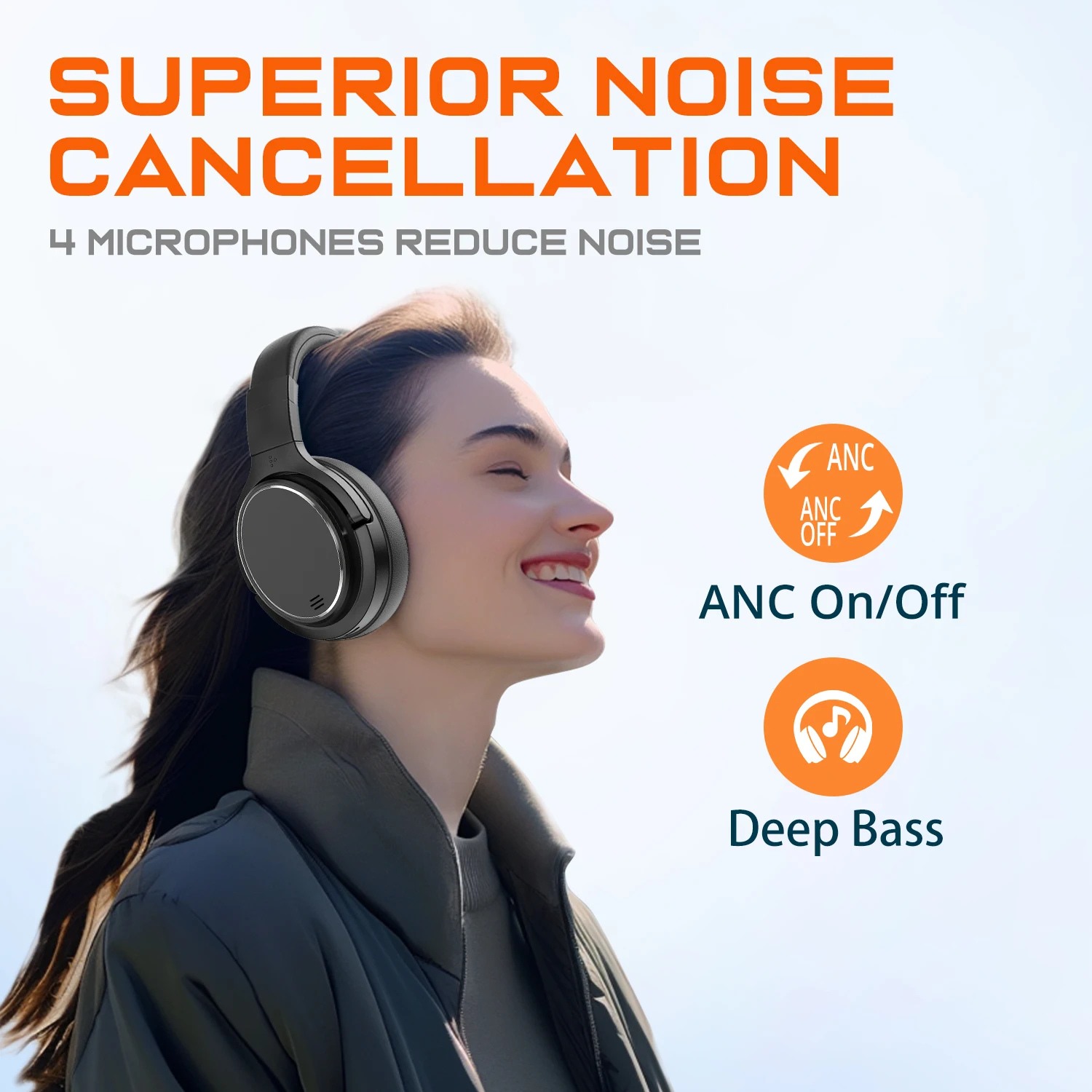 New Design BT6.0 Wireless Noise Cancelling Over-Ear Headphones Chipset ODM OEM Project Headset