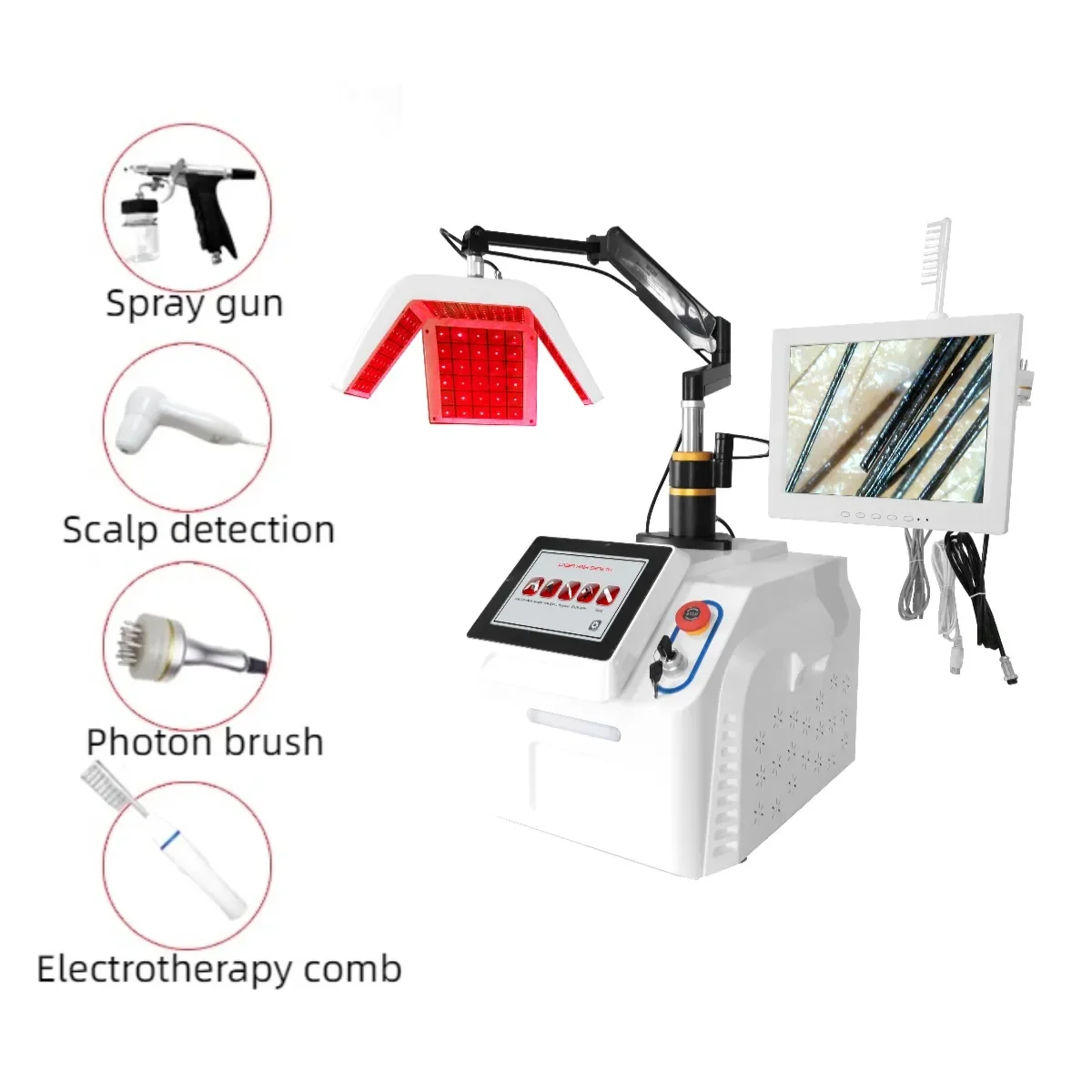 Professional 5 IN 1 Scalp Spa Laser Lampshade Hair Growth Machine Hair Analysis Camera Device Oxygen Jet Spray Gun