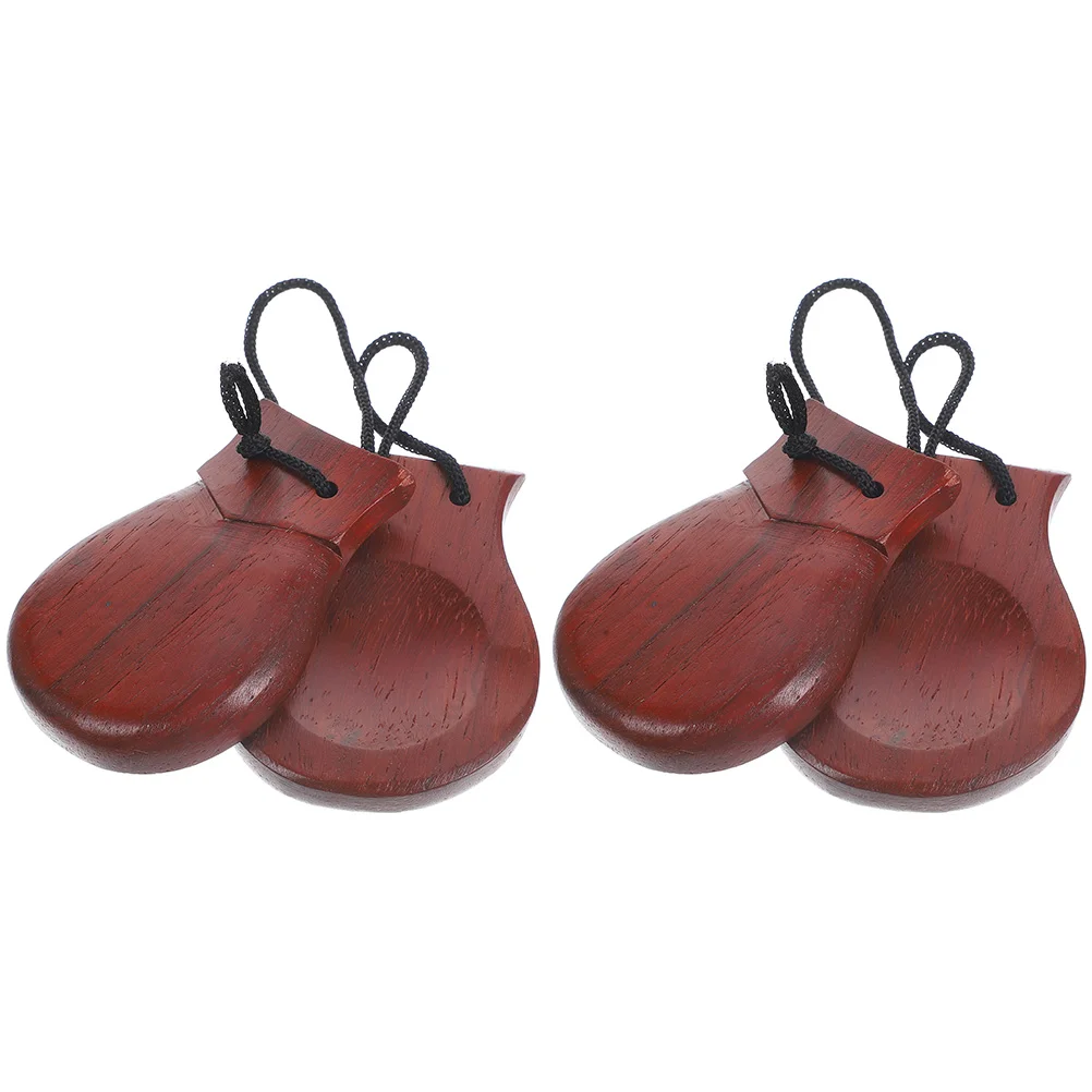 2 Pcs Bulk Large Stemless Castanets Percussion Instrument Spanish 1 Child Pear Wood for Adults