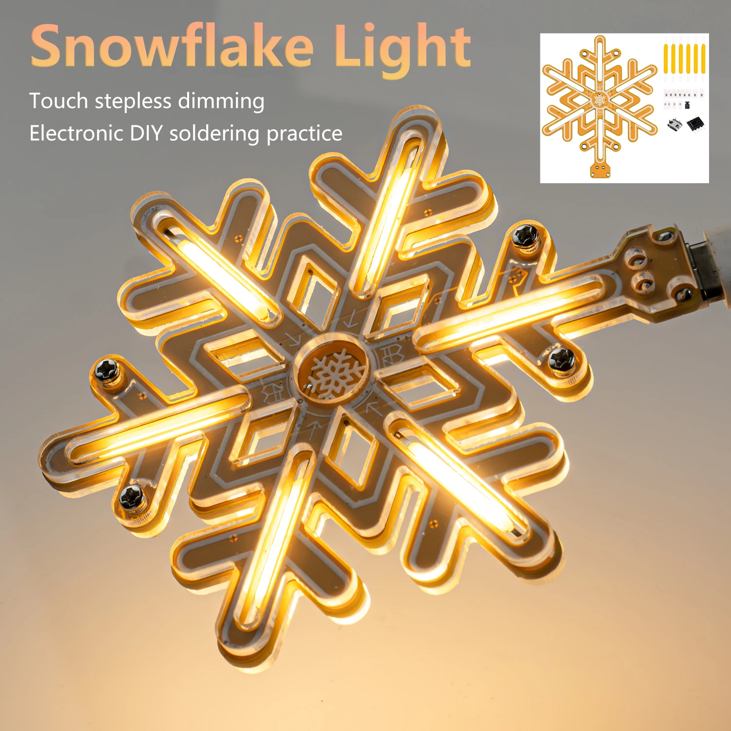 Electronic DIY Snowflake Lamp Touch Stepless Dimming Kit Electronic Welding Practice Circuit Board Loose Parts