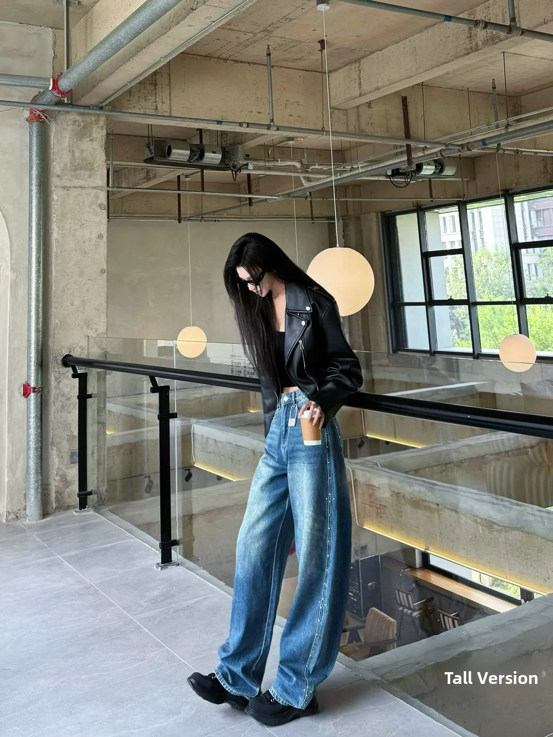 

Thiened Fce Широкие джинсы Женские свободные брюки длиной до пола Осень-зима Джинсовые брюки с высокой талией Домашние