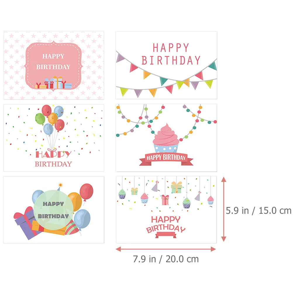 6 biglietti d'auguri di compleanno, disegni creativi sfusi per feste e regali, biglietti d'auguri senza infiltrazioni di inchiostro, biglietti d'auguri