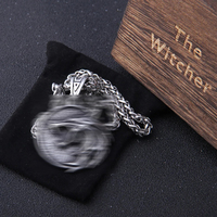 the Wizard wolf head pendant necklace for Geralt with a The Wild Hunt 3 Figure TV