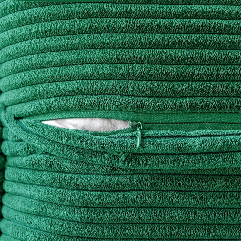 N83R Dunkelgrüne Kissenbezüge mit Spleißen, superweiche, gestreifte Boho-Kissenbezüge, breitseite, dekorative, strukturierte Kissen