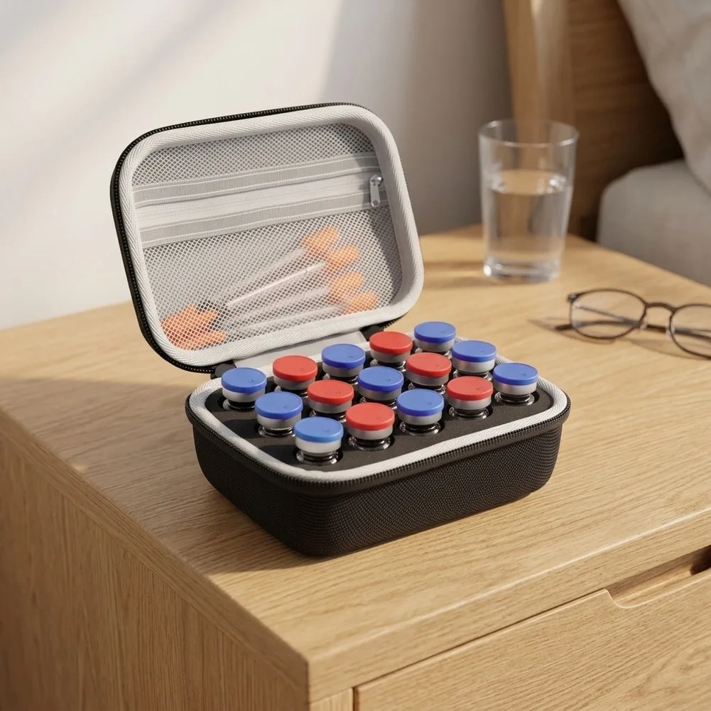 Insulin Vial Organizer Peptide Storage Case Lightweight And Compact Design Robust Eva Material Construction Peptide Storage