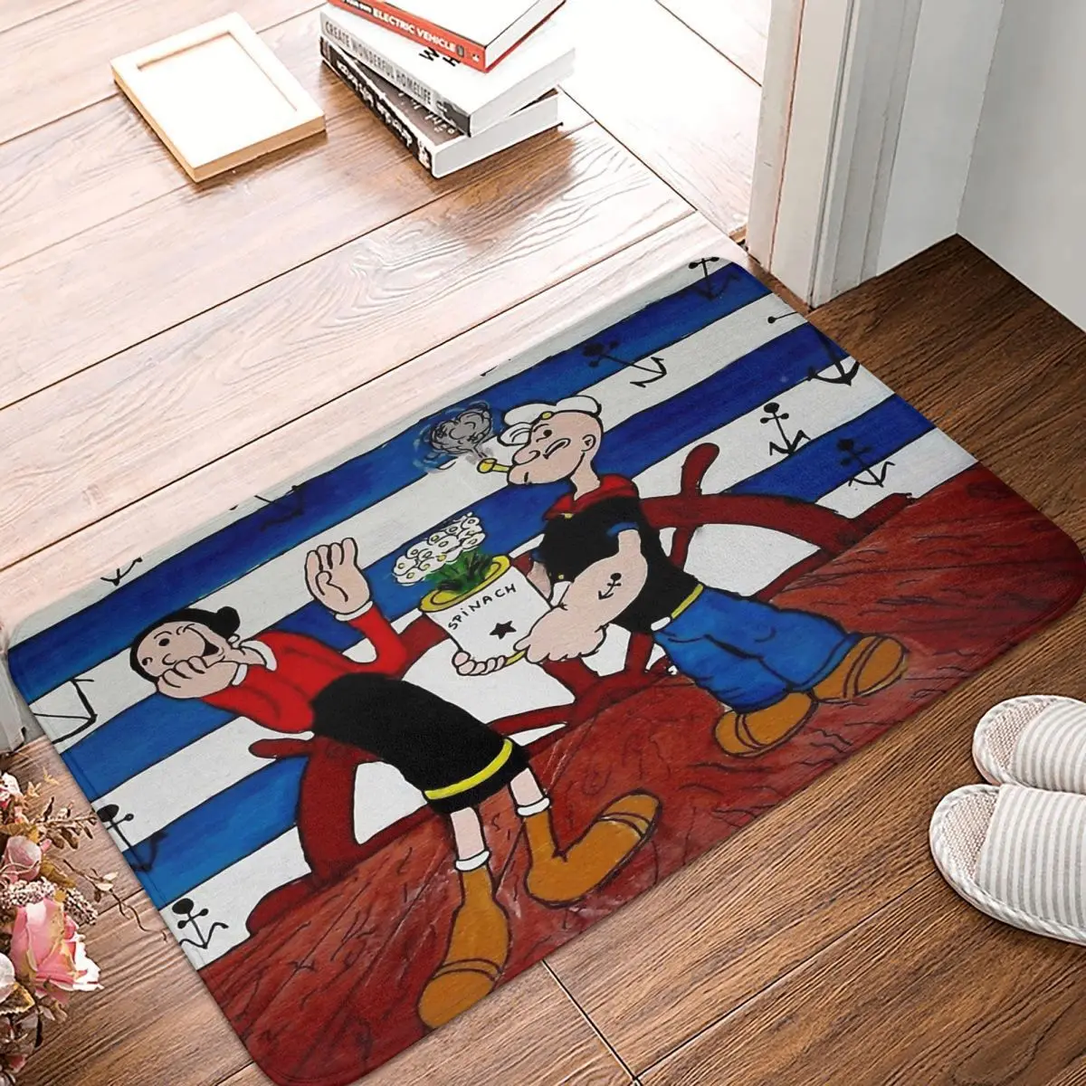 Popeye the Sailor Popeye the Sailor Bath Non-Slip Carpet The-Navy Living Room Mat Welcome Doormat Home Decoration Rug