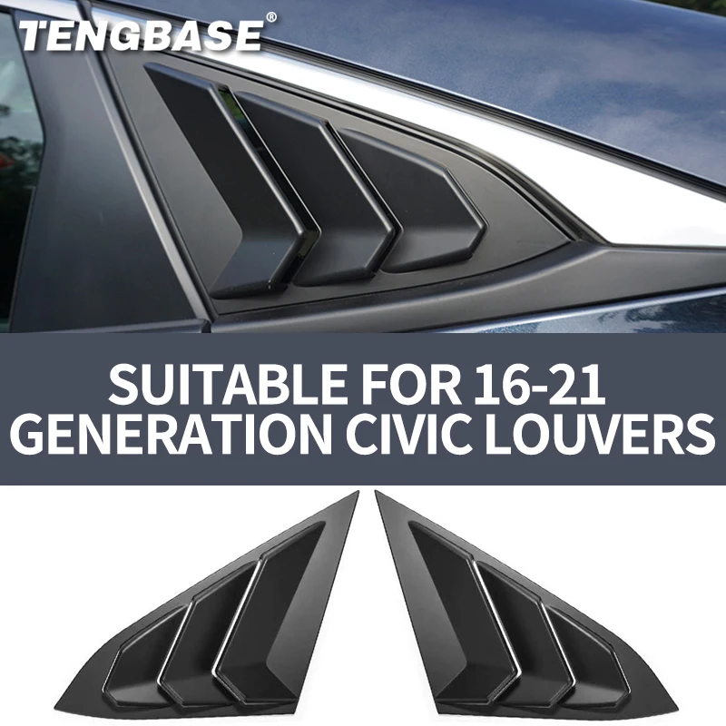 

Car Accessory Side Vent Window Louvers Rear Quarter Spoiler Panel Fit For 10th Honda Civic Seden 2016-2021 2 Pcs