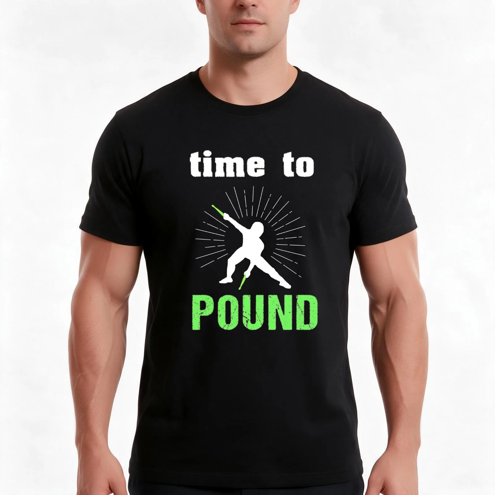 Pound Fitness Workout Design - Time to Pound T-Shirt, Summer Casual Cotton Tee, Oversized Streetwear Tops, Vintage Graphic Print