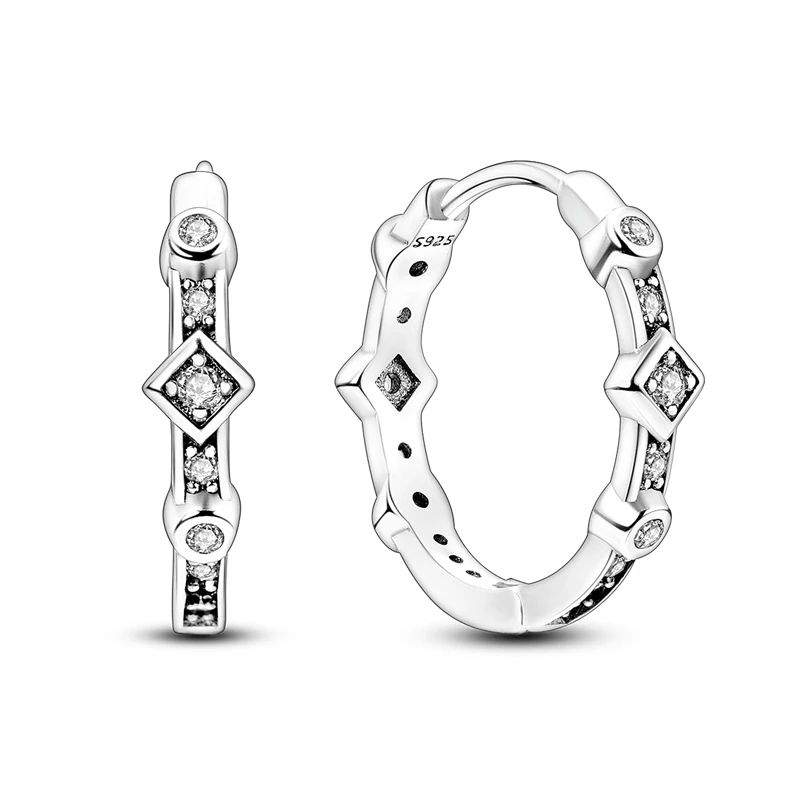 925 Sterling Silver Double Hoop Star Heart Series Jewelry Fashion zircone Circle orecchini a cerchio per gioielli da donna accessori regalo