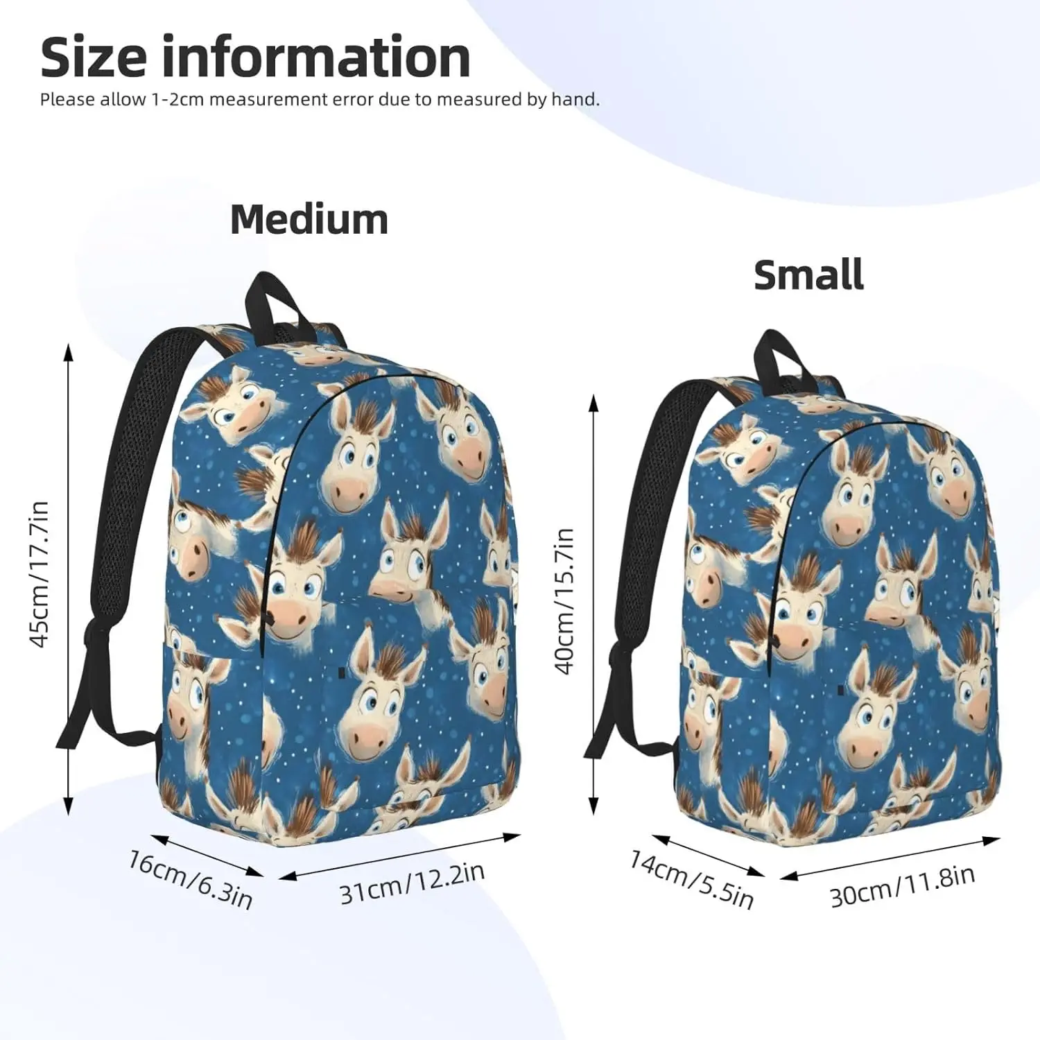Funny Donkey Blue Print Lightweight Canvas Backpack, Backpack For Women Men Couples, Travel Laptop Bag