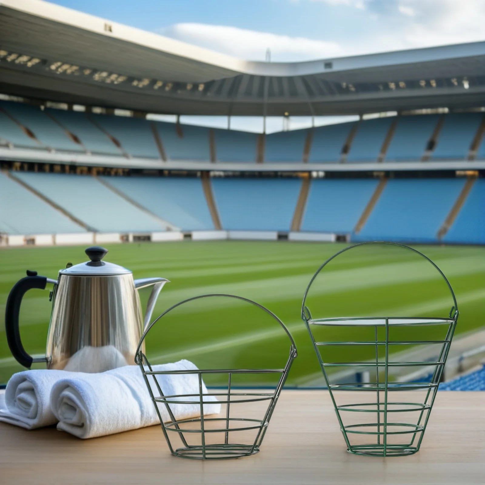 

2Pcs Golf Ball Basket Large Capacity Metal Bucket Holder Ergonomic Handle Portable Golf Ball Storage Container for Driving Range