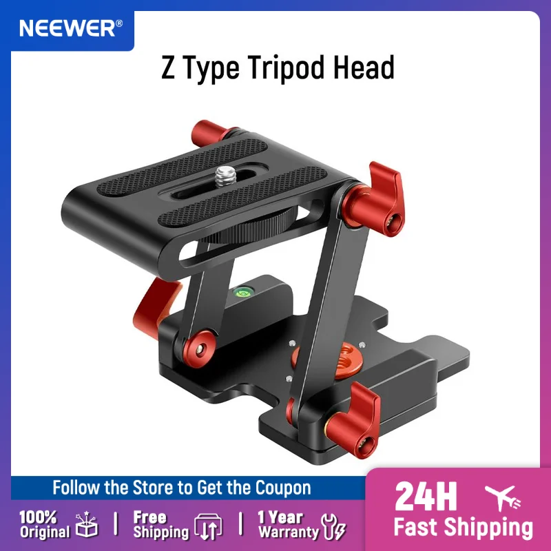 

Neewer Upgraded Z-Flex Tilt Head Z Type Tripod Head with 4 Adjust/Fixing Knob Quick Release Plate and Spirit Level for Tripod