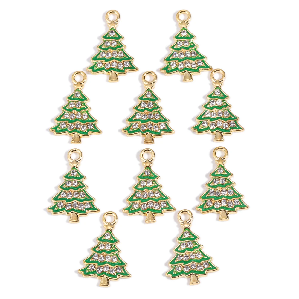 10 Stück schöne grüne Weihnachtsbaum Emaille Legierung Anhänger für Weihnachtsfeier Schmuck Ohrringe Halskette DIY handgemachten Schmuck Handwerk – Detail 4