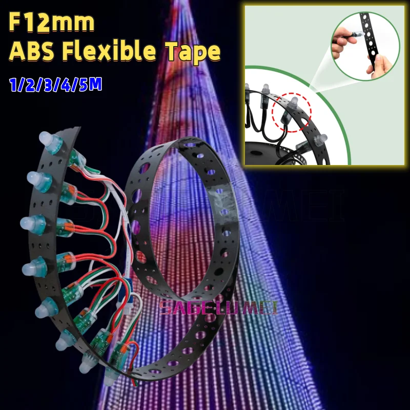 1-5M DIY F12mm ABS Design Band Flexible Tape Build  Christmas Tree Mount Strip Belt Rope For 12mm LED Pixel String Module Light