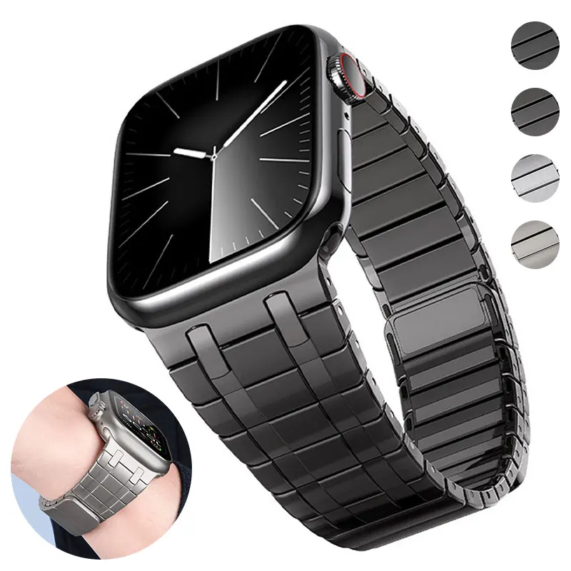 

Магнитный ремешок из нержавеющей стали для Apple Watch 49 мм, 46 мм, 44 мм, 42 мм, титановый ремешок для IWatch Series 11 10 9 8 7 6 5 4 SE Ultra 3 2