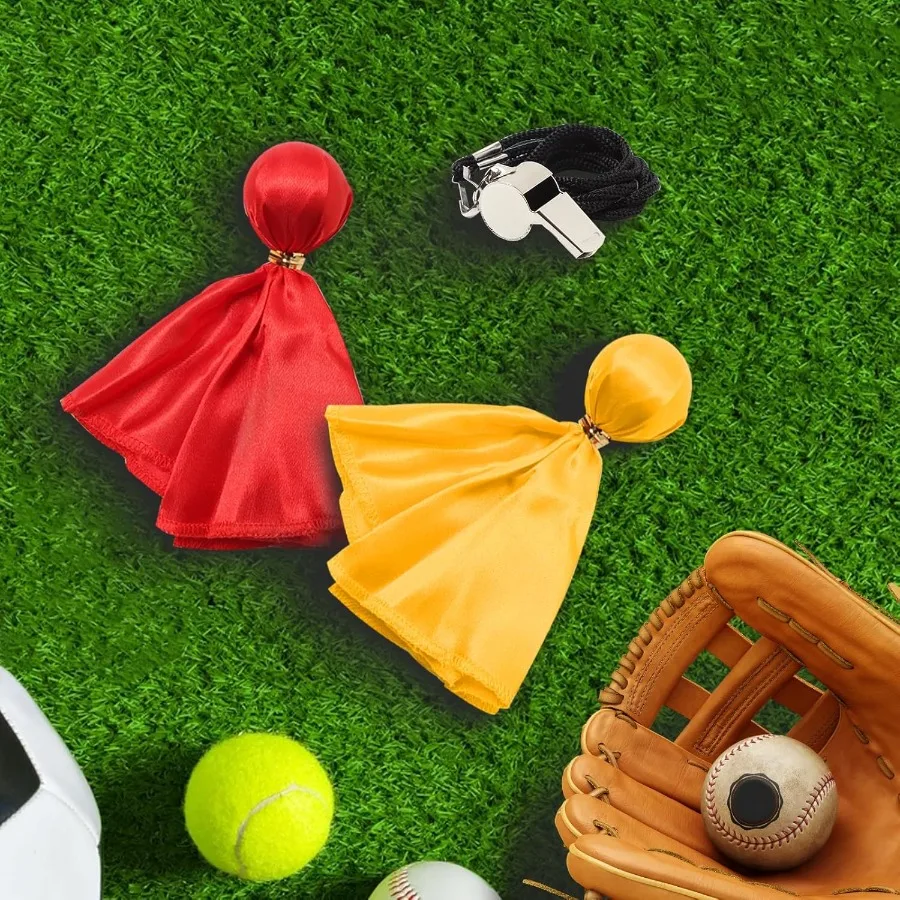3 Stuks Scheidsrechter Set Voetbal Geel Rood Pelty Vlaggen En Rvs Fluitje Voor Voetbal Ref Scheidsrechter Coaches Halloween