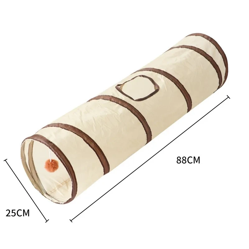 Foldable Easy-to-Store All-in-One Cat Play Tunnel - Striped Interactive Toy For Fun And Exploration Kitten Toy Cat Play Tunnels_voghion.com