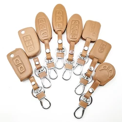 8 Styles Brown Leather Car Key Case Cover For Nissan Qashqai J10 J11 X-Trail T31 T32 kicks Tiida Pathfinder Murano Note Juke