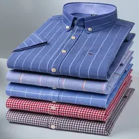 6XL 7XL100% algodón camisa de verano de manga corta para hombre a cuadros de alta calidad sin planchar casual transpirable delgado de talla grande a la moda