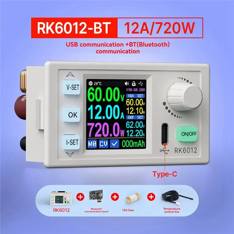 A26I-Adjustable Output RK6012BT 60V 12A Step-Down DC-DC Voltage Regulator Module Power Supply Transformer Tester Model Converter