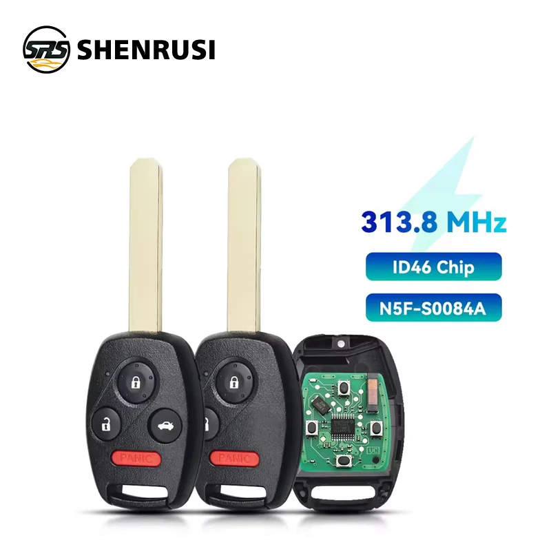 

SHENRUSI удаленный ключ от машины для Honda Civic 2006 2007 2008 2009 2010 2011 PCF7961 чип N5F-S0084A 313,8 МГц 3/4 кнопки