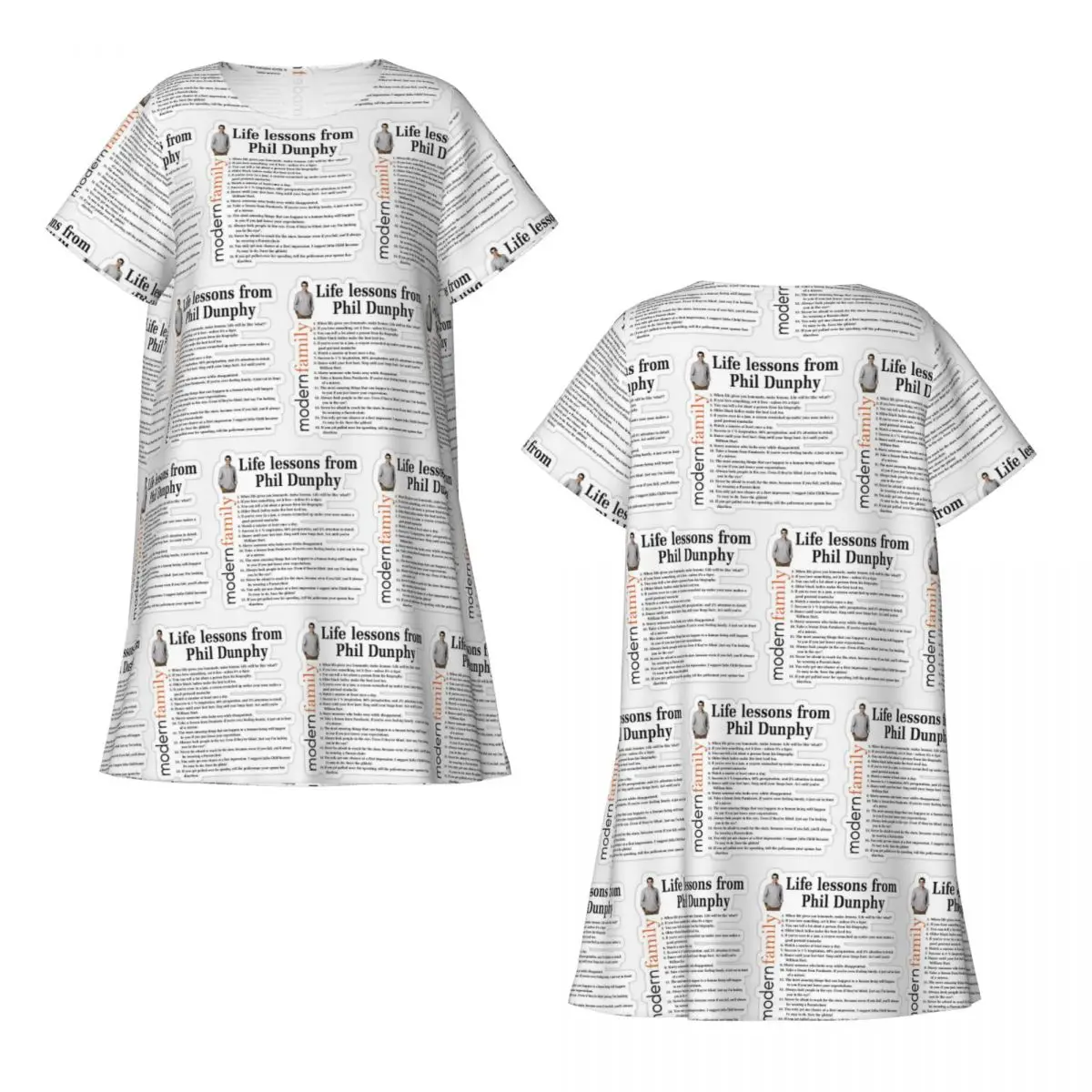 Custom Life Lessons Phil Dunphy Short Sleeves Nightdress For Sleepshirts Women Short Sleeve Nightgowns Loose Pajama Dress