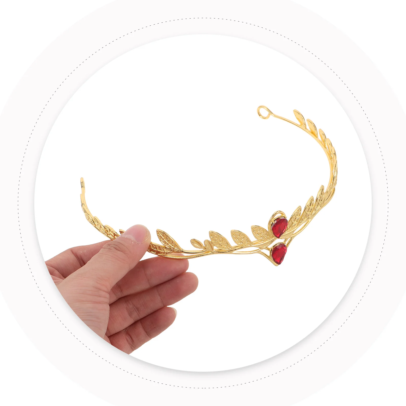 

Men'S Rhinestone Crown Golden Alloy Leaf Headpiece With Red Crystals For Masquerade Wedding Prom Party Costume Festival Cosplay