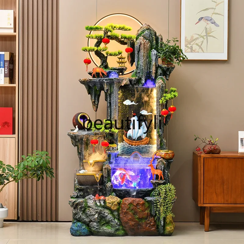 

Rockery flowing water fountain circulating water landscaping office courtyard living room floor ornament07