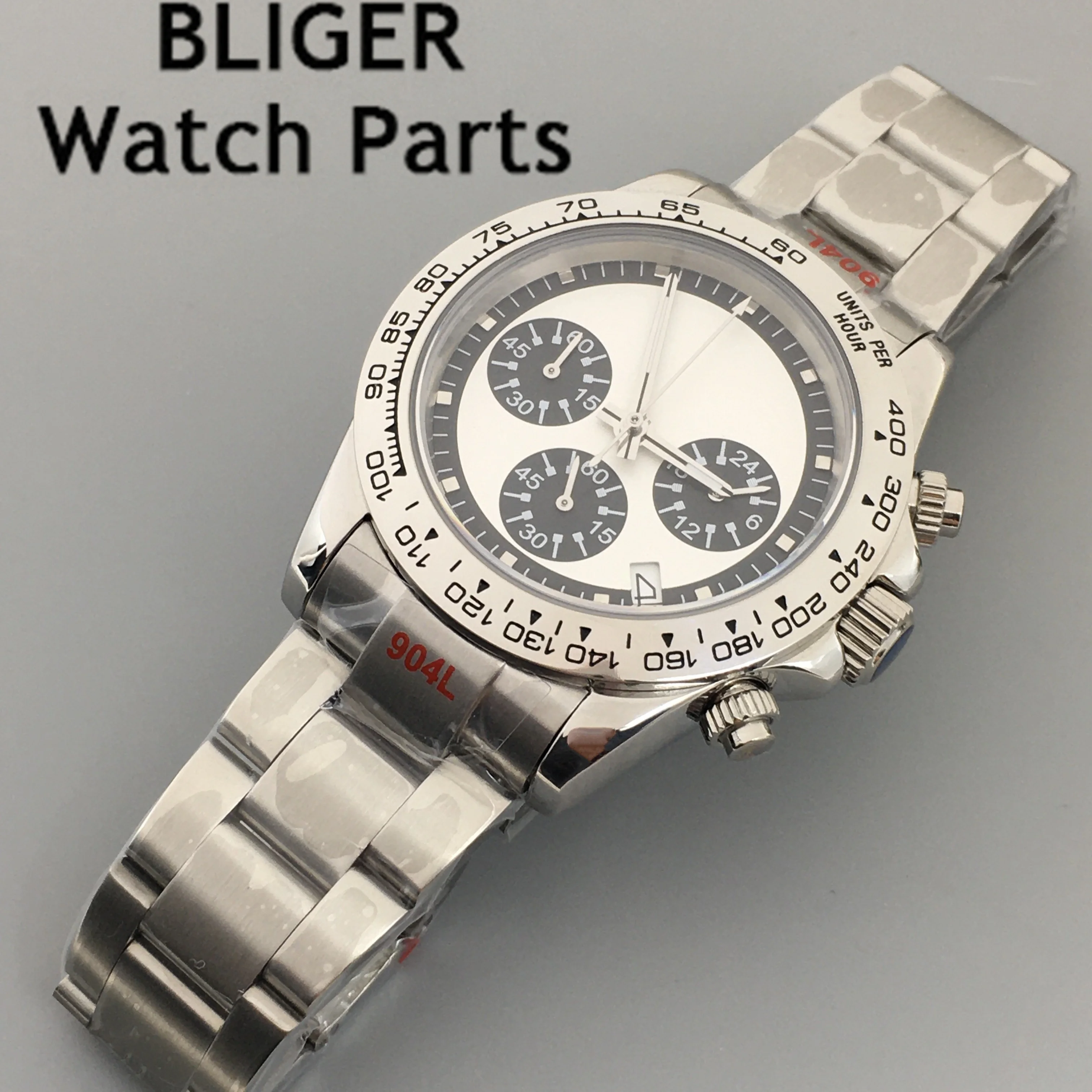 BLIGER Luxury Fashion Rose Gold 39mm Quartz Chronograph Men Watch VK63 Movement Sapphire Crystal White Dial Reloj