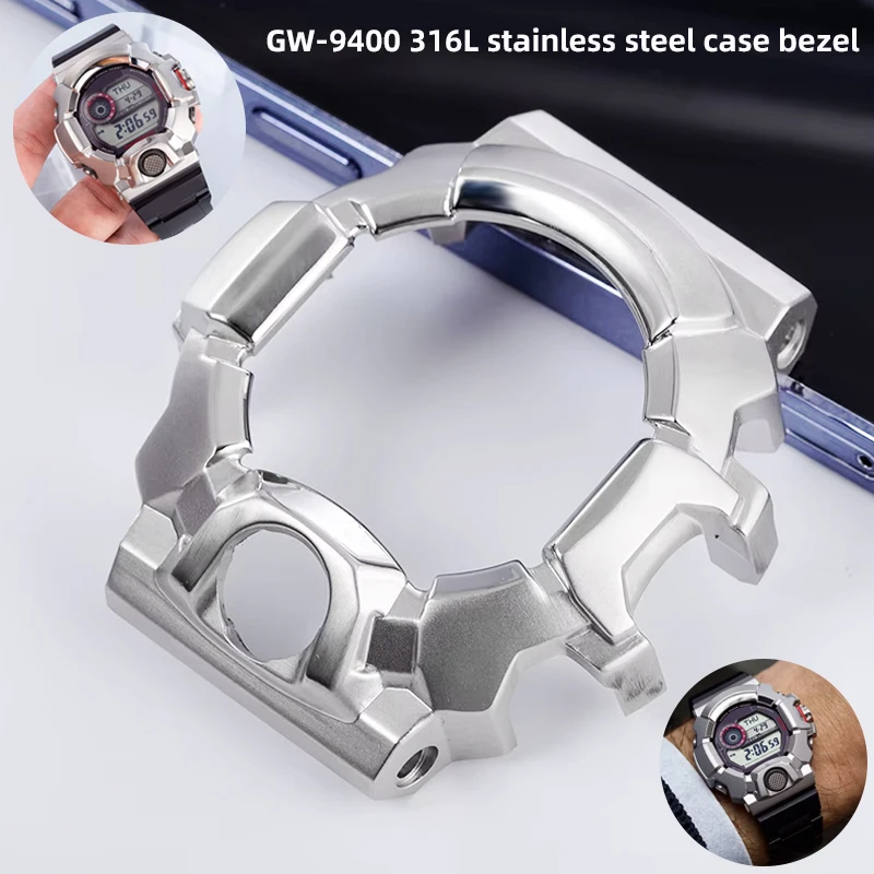 Gw9400 إطار معدني صلب معدل لساعة كاسيو 3410 G-shoсk Master Gw-9400 316L حافظة من الفولاذ المقاوم للصدأ ملحقات G-Rangema