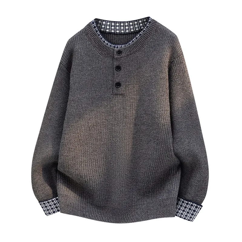 

2025 Winter Men's Knitted Sweater Base irt Henry Collar Youth Versatile Faionable Inner Wear Comfortable Long Sve Crew...