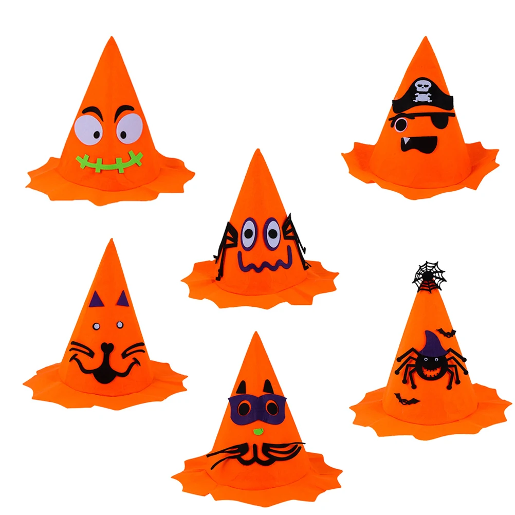 

6 Pcs Pumpkins Decorations Hat Orange Halloween Costume Party Props Hats Non-woven Fabric Stage Performance Child