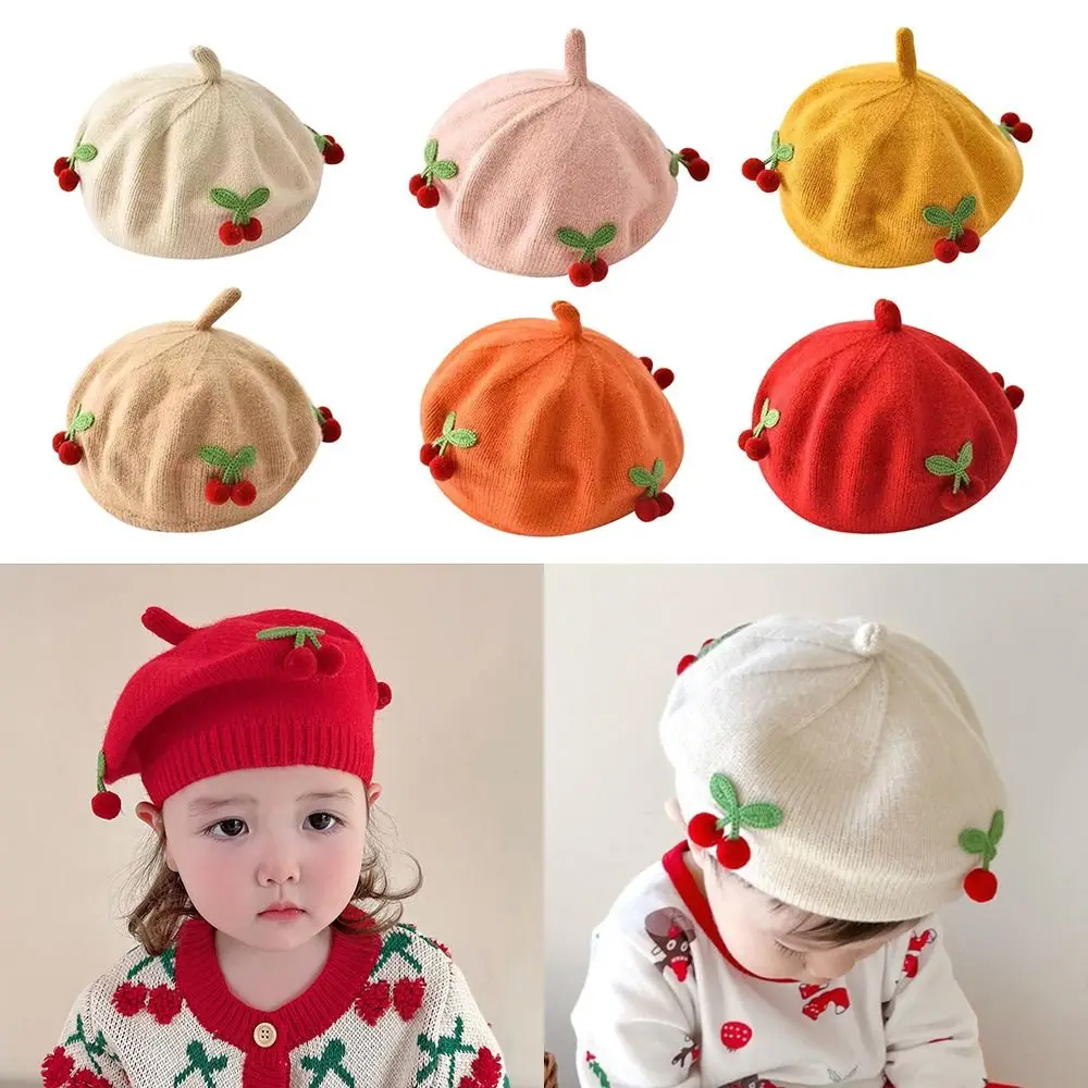 Knit Bonnet Baby Beret Hat Cute Soft Autumn Winter Children Hat Fashion Flat Hat Artist Painter Cap Newborn Toddler