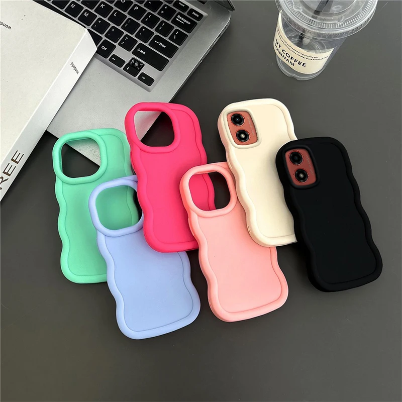 G 30 G20 Special Wavy Shape Colored Silicone Phone Case For Motorola Moto G30 G20 G10 G14 G13 G64 G84 G82 G34 G23 G04S G24 Cover