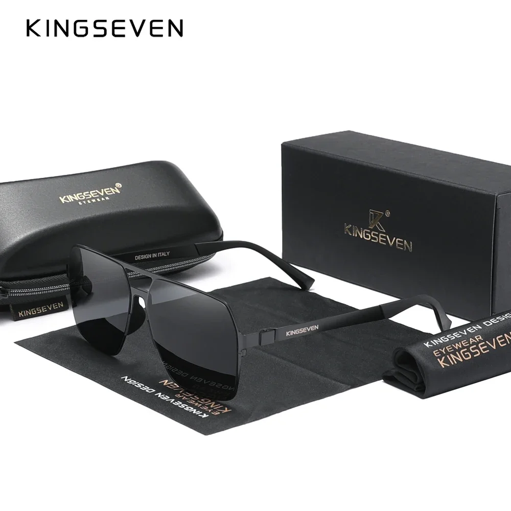 KINGSEVEN Brand Fashion Men Sunglasses Polarized UV400 Glasses Square Frame Pilot High Quality Luxury Male Driving Retro Eyewear