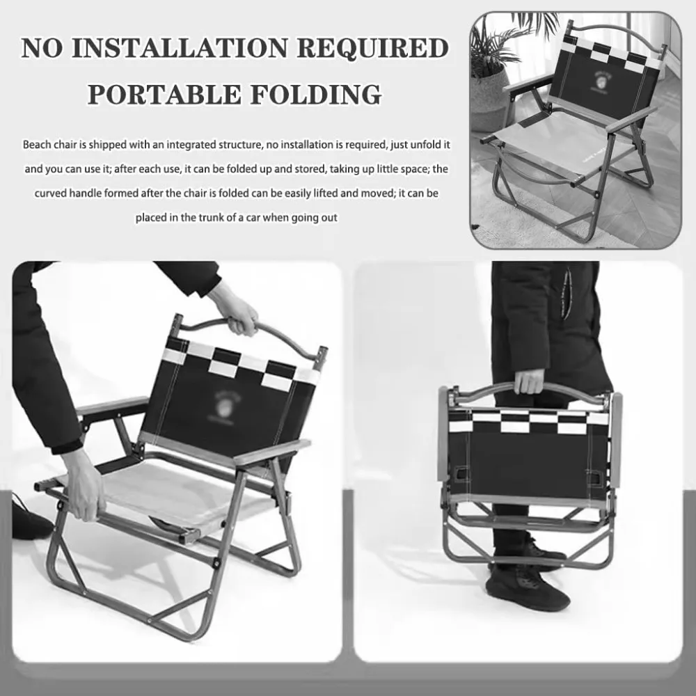 كرسي حديقة مبتكر قابل للطي مع طباعة فريدة من نوعها كرسي شاطئ خارجي مريح ومستقر، لا يتطلب تجميع، يدعم ما يصل إلى 1 #5