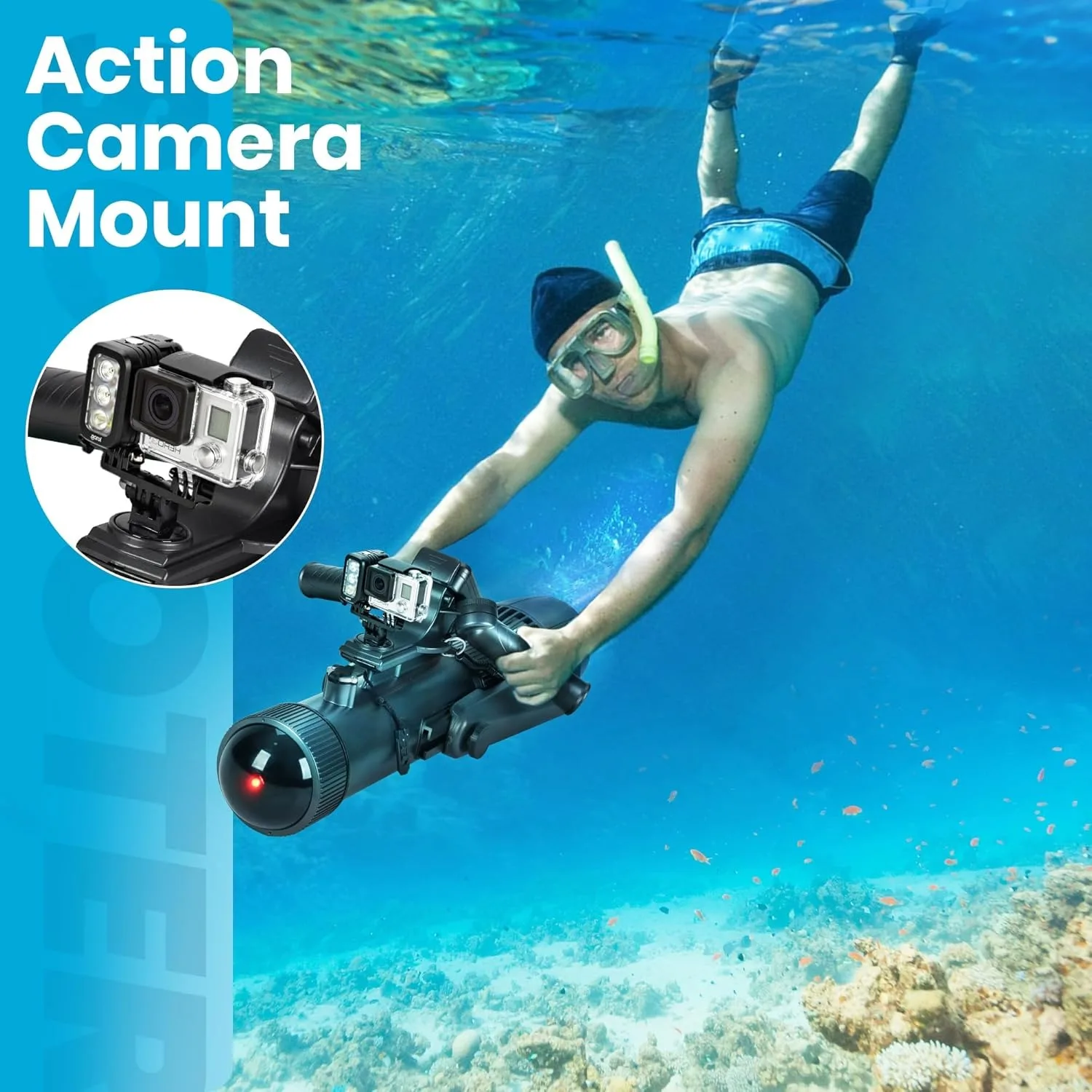 Camolech: 40 м для свободного дайвинга, бесщеточный двигатель, погружной. Аккумулятор емкостью 10000 мАч, СуперЖизнь на 60 минут — идеально подходит для подводной исследования