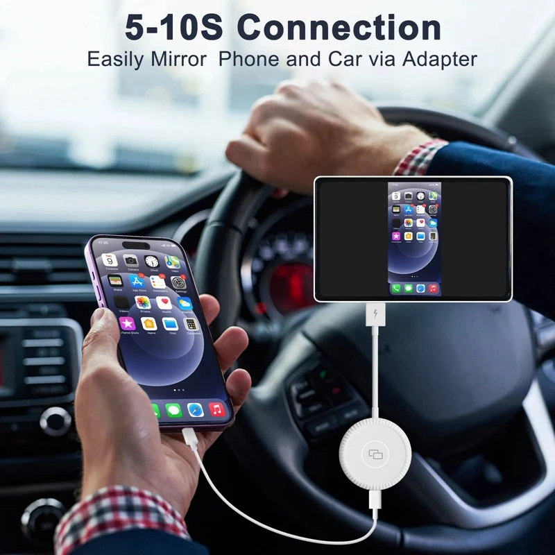 2PCS Wired Carplay Mirror Adapter For Apple Carplay Mirror Dongle With PD For Converting Video To Car Display, Easy Install