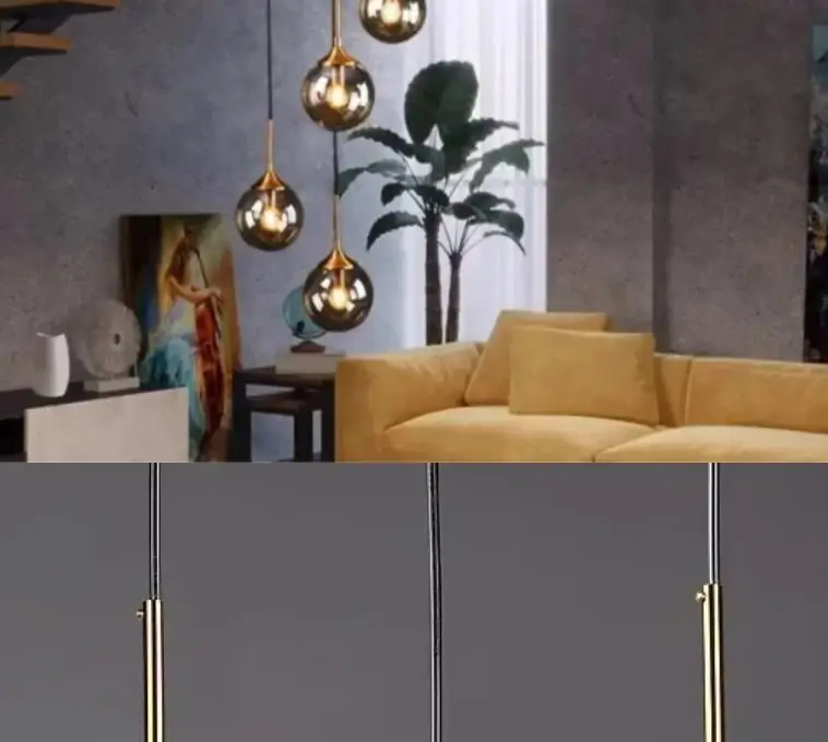 

Modern Glass Ball Pendant Lamp Nordic Retro Long Staircase Pendant Lamp for Living Room Home Decor Lighting Fixture