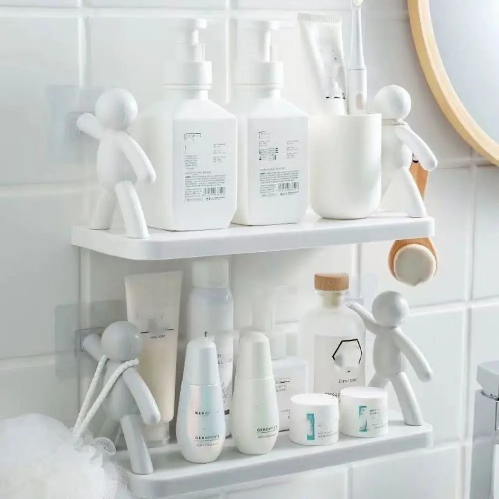 Multifunctional Human Shaped Wall Shelf Free Punching Shelf Hooks Rack Human Shape Shelf Storage Rack