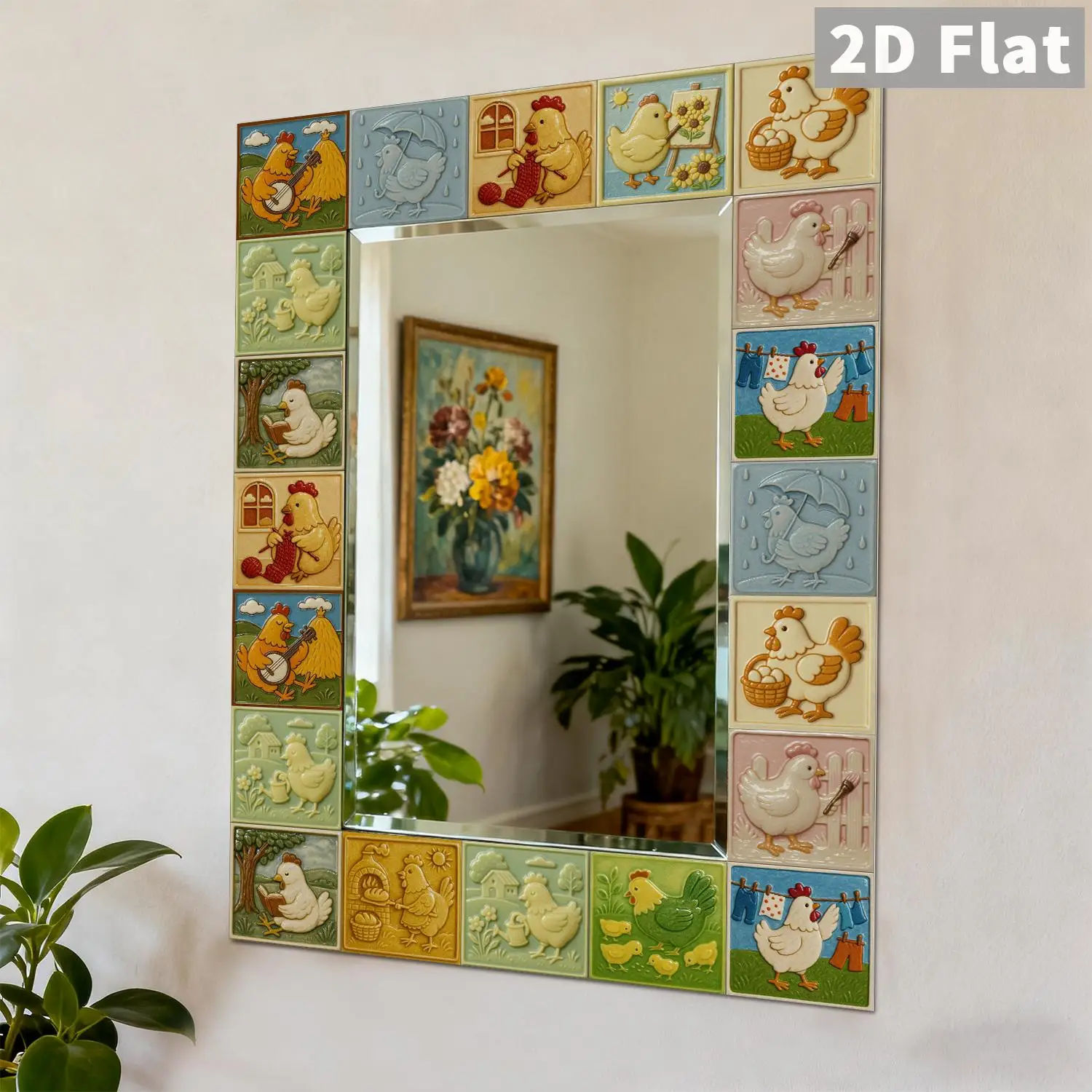 Cute Farm Animal Wall Tile Sticker 15cm Removable Peel &‑Stick Decal for Cabinet Bathroom Decoration