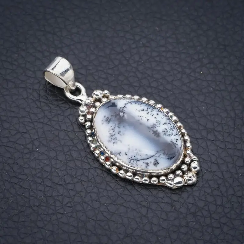 StarGems® Natural Dendritic Opal Handmade 925 Sterling Silver Pendant 1.75