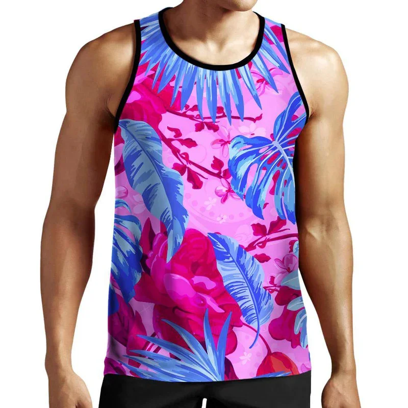 Party Jungle Tank Top Men Women 3d Print Palm Trees Floral Shirts Y2k Tank Tops Graphs T-shirts Gym Hawaii Beach Vest Tees