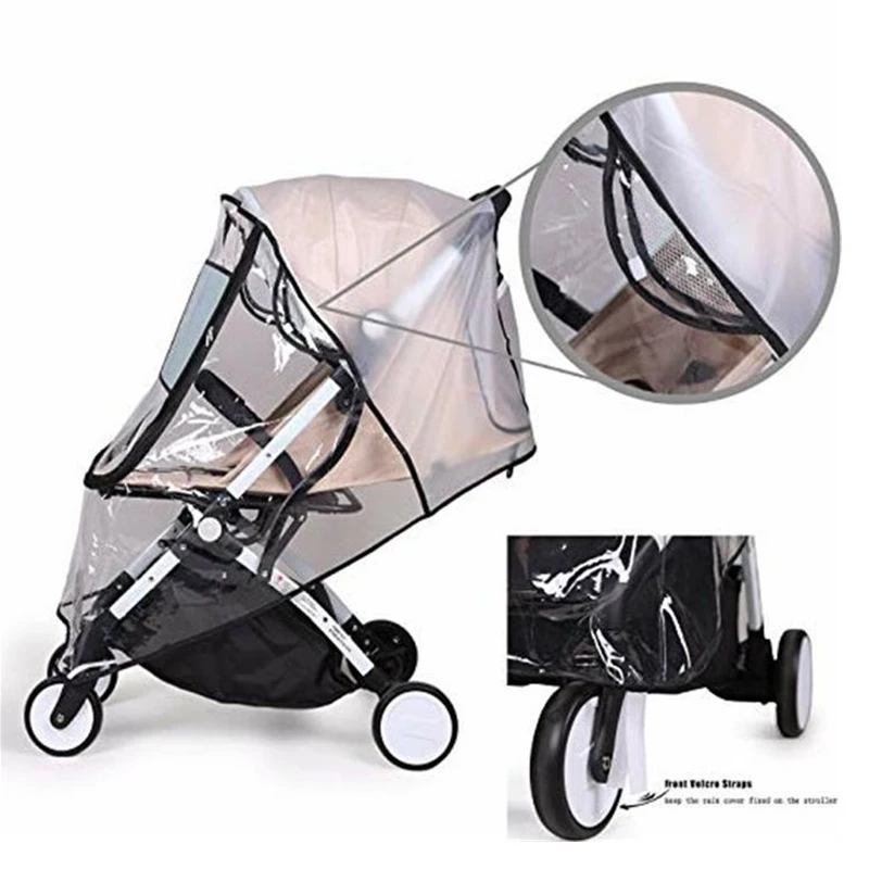 Baby Stroller Waterproof Rain Cover Pushchairs Raincoat Transparent Wind Dust Shield Zipper Baby Stroller Accessories