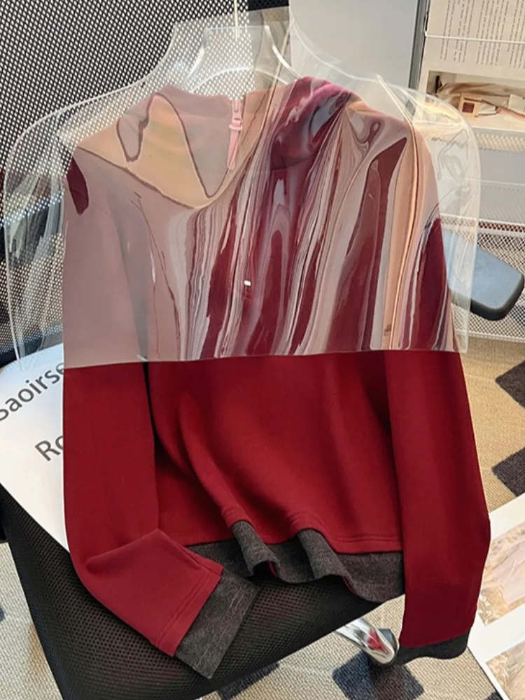 Faionable moletom feminino forrado com capuz outono inverno com zíper design coreano sle slim fit comprimento ort