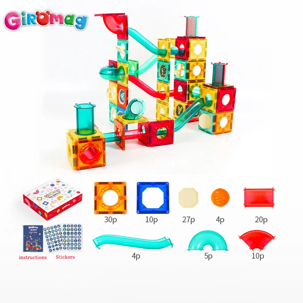 GIROMAG 10-110pcs Conjunto de construção de telhas e tubos magnéticos - STEM Brinquedos educativos de construção para crianças, meninos e meninas de 3 a 12 anos