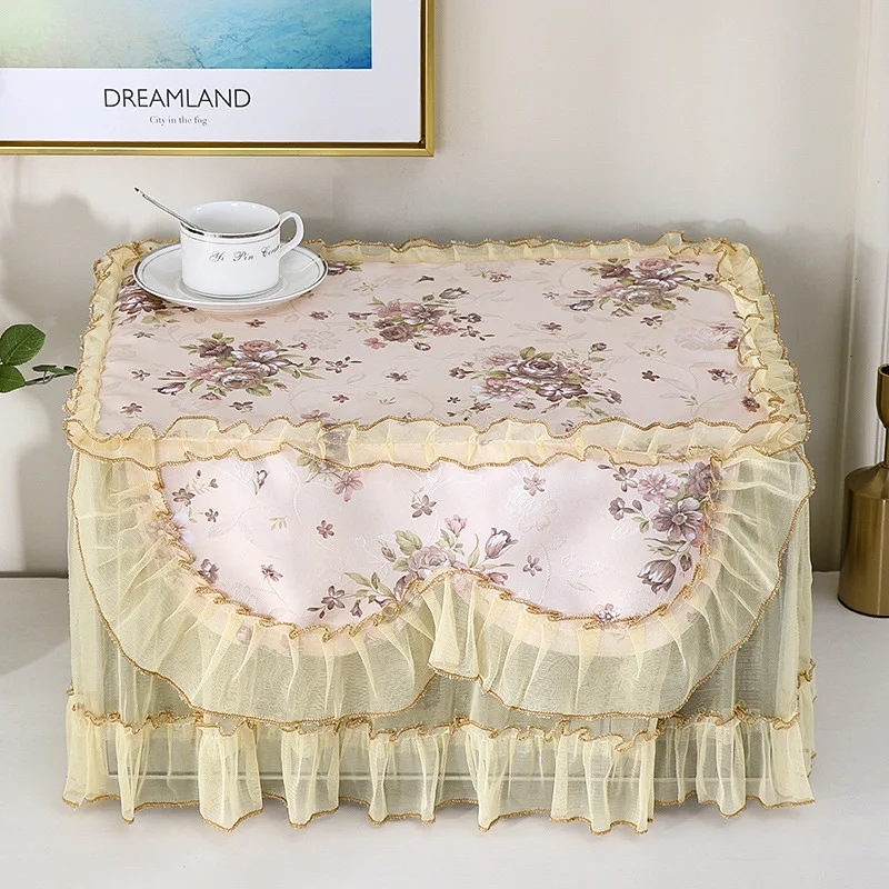 Polyester Yarn Edge Pastoral Lace Style Microwave Dust Cover Home Kitchen Appliances Microwave Oven Emergency Dust Cover