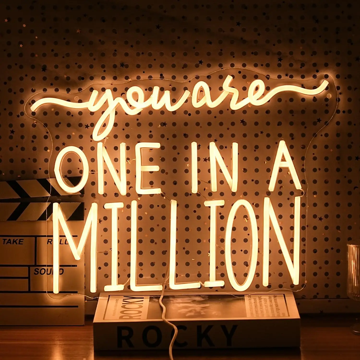 You Are One In A Million LED Neon Sign Warm White Words for Wall Decor Dimmable USB for Bedroom Lovers Room Wedding Party