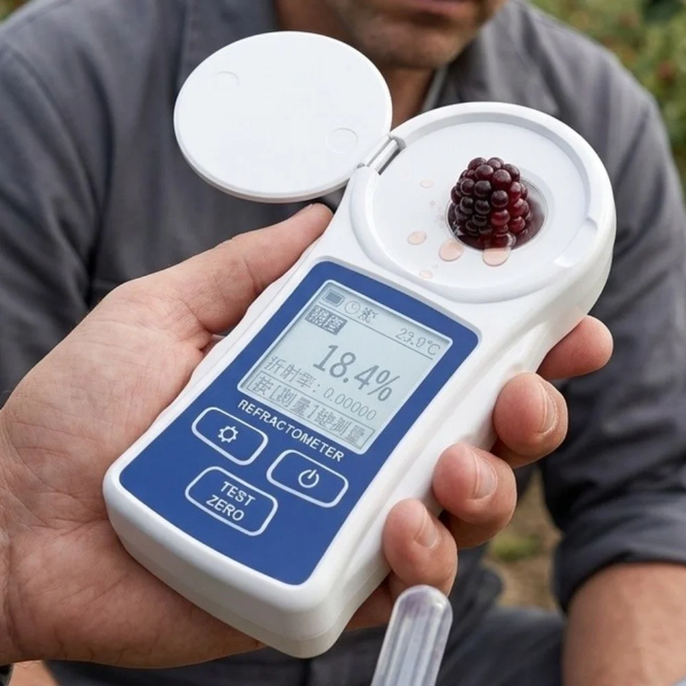 Accurate Sugar Testing Tool with Simultaneous for triple Parameter Readout Temperature Refractive Index 0-55% Range