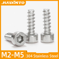 20-50pcs Hex Socket Head Cap Self Tapping Screw Flat Point Tail Stainless Steel M2 M2.6 M3 M3.5 M4 M5 Allen Head Tapping Screw